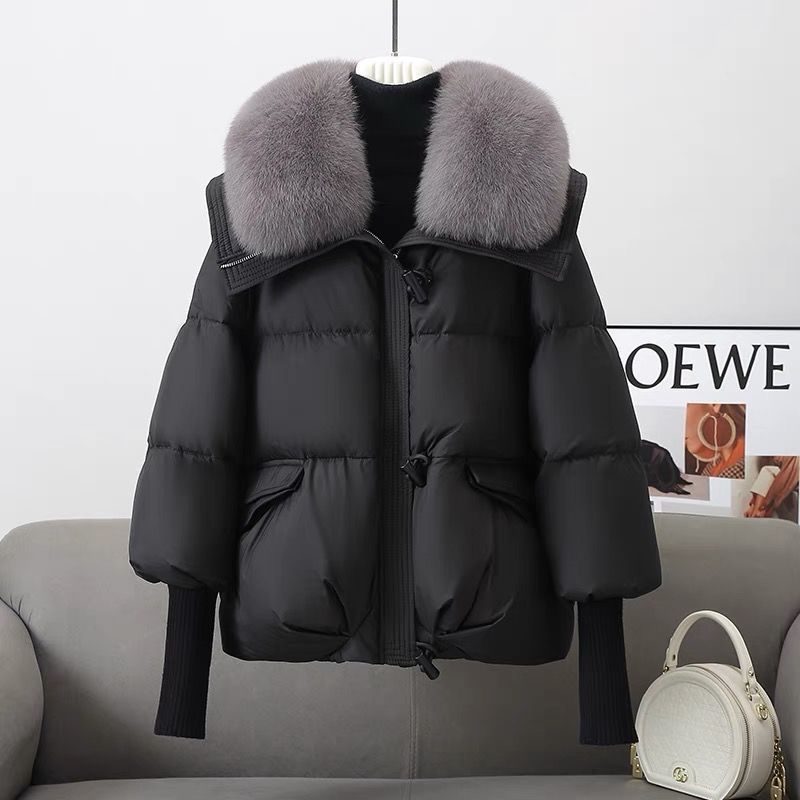 Down Cotton-Padded Jacket for Women – Short Fur Collar Thickened Winter Coat