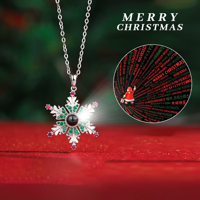 New Christmas Snowflake Projection Necklace – Romantic Gift for Couples & Women's Clavicle Chain Jewelry - ZA-ZOLA