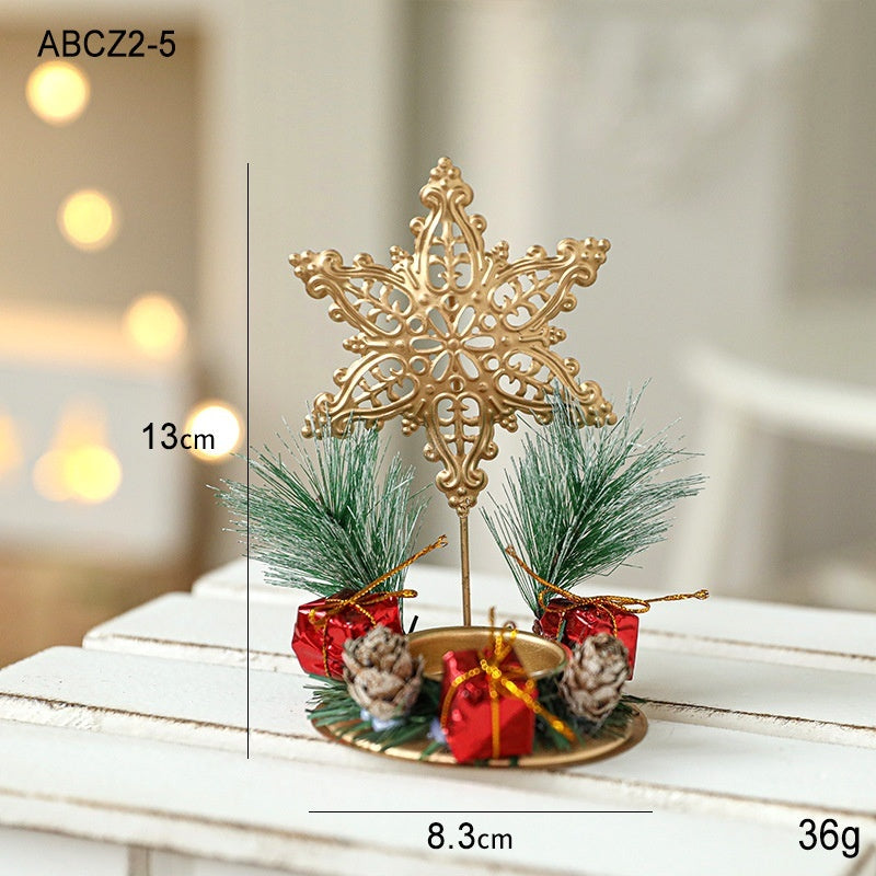 Golden Wrought Iron Christmas Candlestick – Elegant Window Decoration for the Holidays - ZA-ZOLA