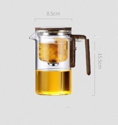 One Click Magnetic Teapot Separation Filtration Glass Tea Pot Wood Handle Tea Water Separation Inner Container Teapot - ZA-ZOLA