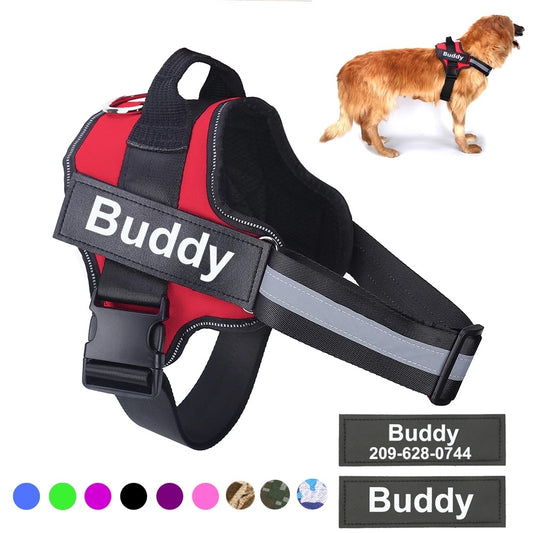 Personalized Dog Harness NO PULL Reflective Breathable Adjustable Pet Harness Vest For Small Large Dog Custom Patch Pet Supplies - ZA-ZOLA