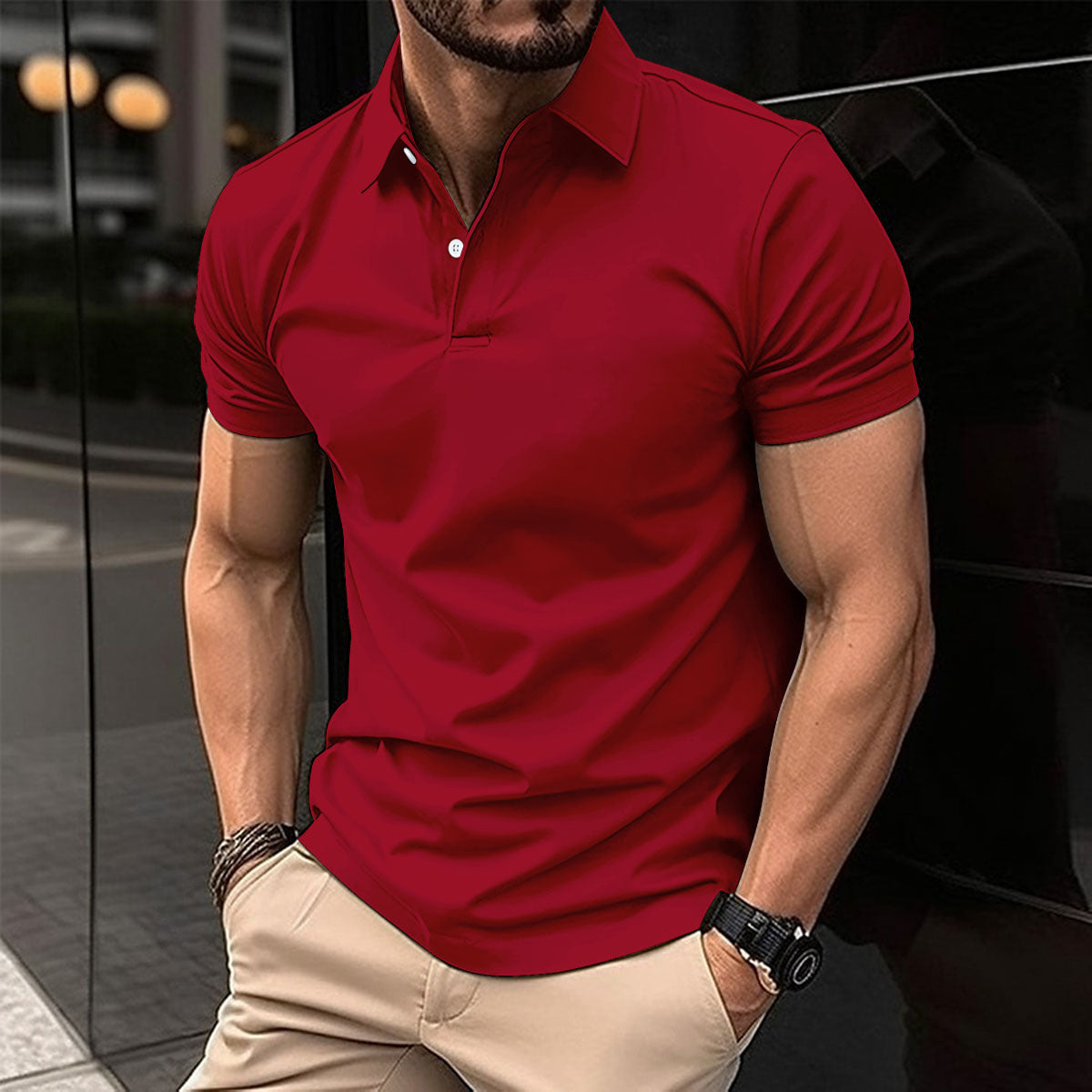 Men's Summer Short Sleeve Polo Shirt – Classic Solid Color, Lightweight & Breathable - ZA-ZOLA