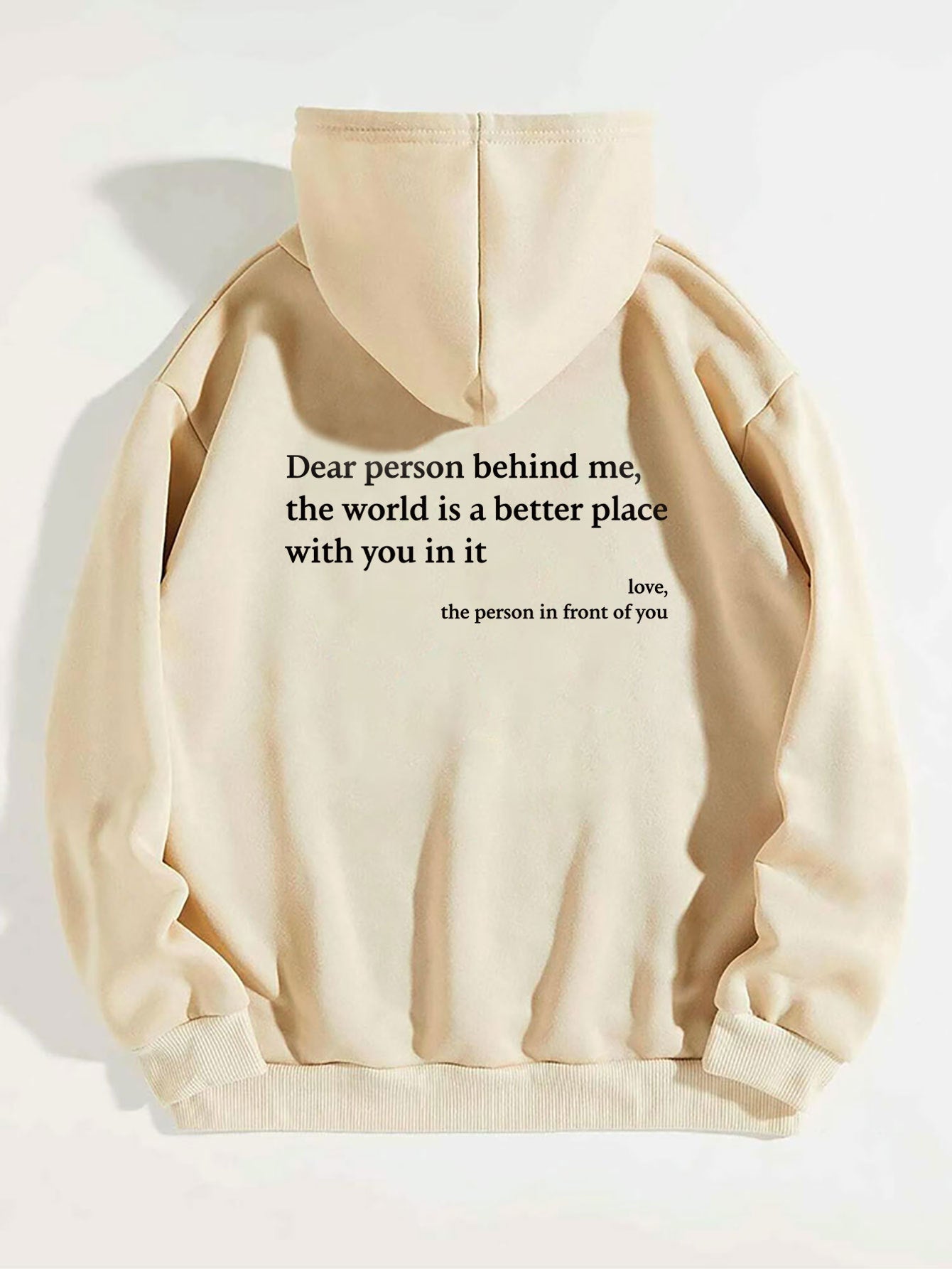 Kapuzenpullover mit „Dear Person Behind Me“-Buchstabenaufdruck – Plüsch-Sweatshirt mit Kordelzug und Kängurutasche für Damen und Herren