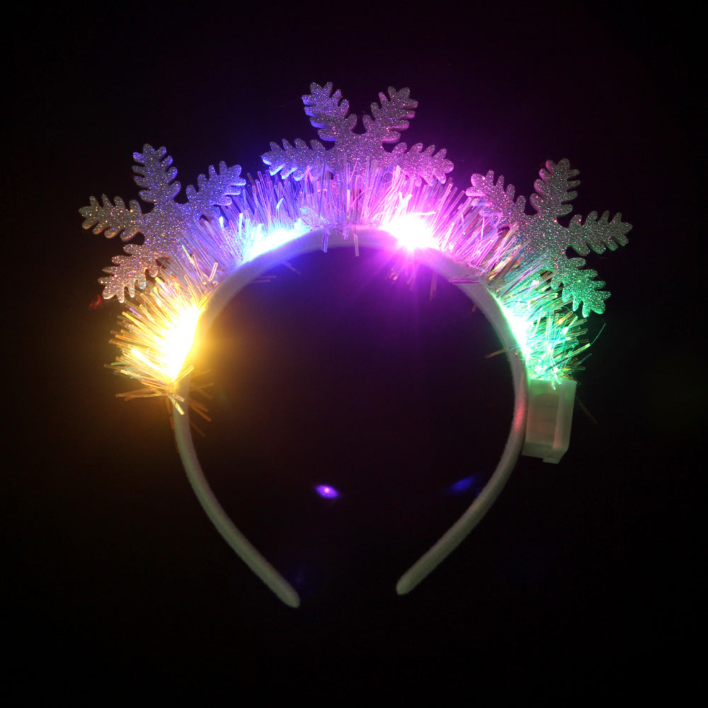 Glowing Christmas Hair Band – Light-Up Xmas Tree, Snowflake, Deer Horn Headband for Festive Fun - ZA-ZOLA