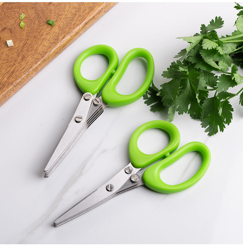 Multifunctional Multi-layer Green Onion Scissors Stainless Steel Onion Cutting Knife Herb Seaweed Spice Scissors Kitchen Scissor Kitchen Gadgets - ZA-ZOLA