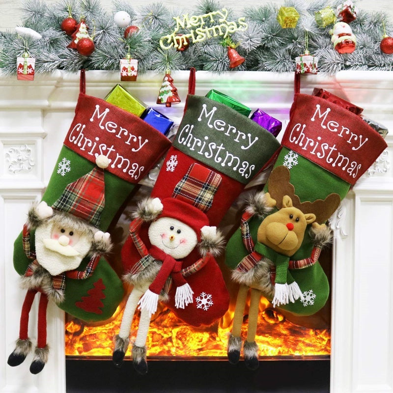 2024 New Year Christmas 3D Plush Big Stockings Set – Festive Tree & Home Decorating Supplies - ZA-ZOLA