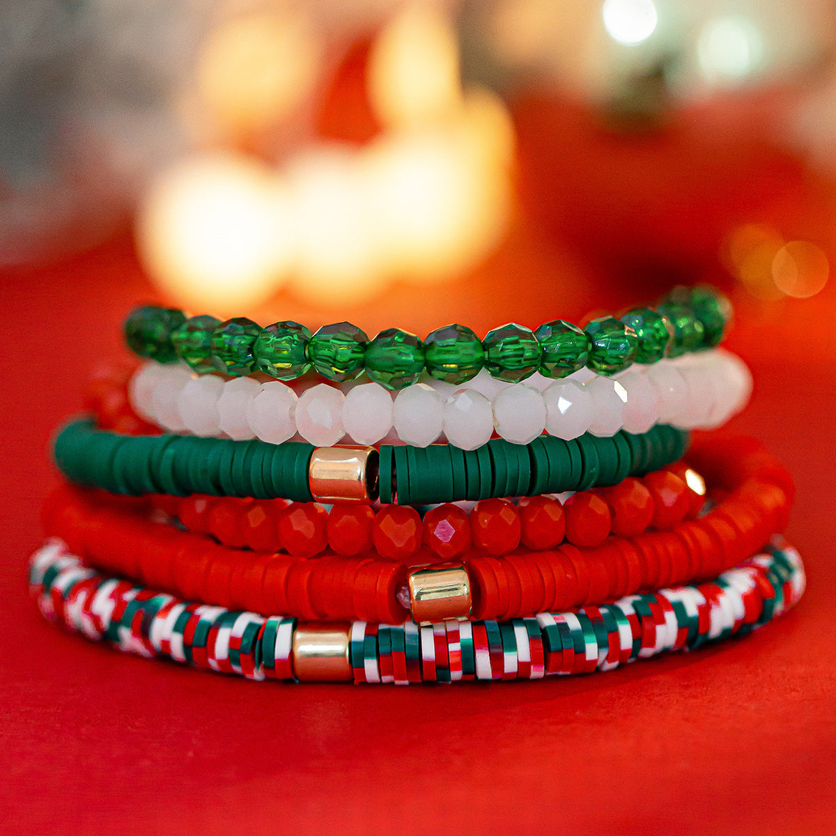 Festive Christmas Polymer Clay Color Bracelet Set - Perfect Holiday Gift! - ZA-ZOLA