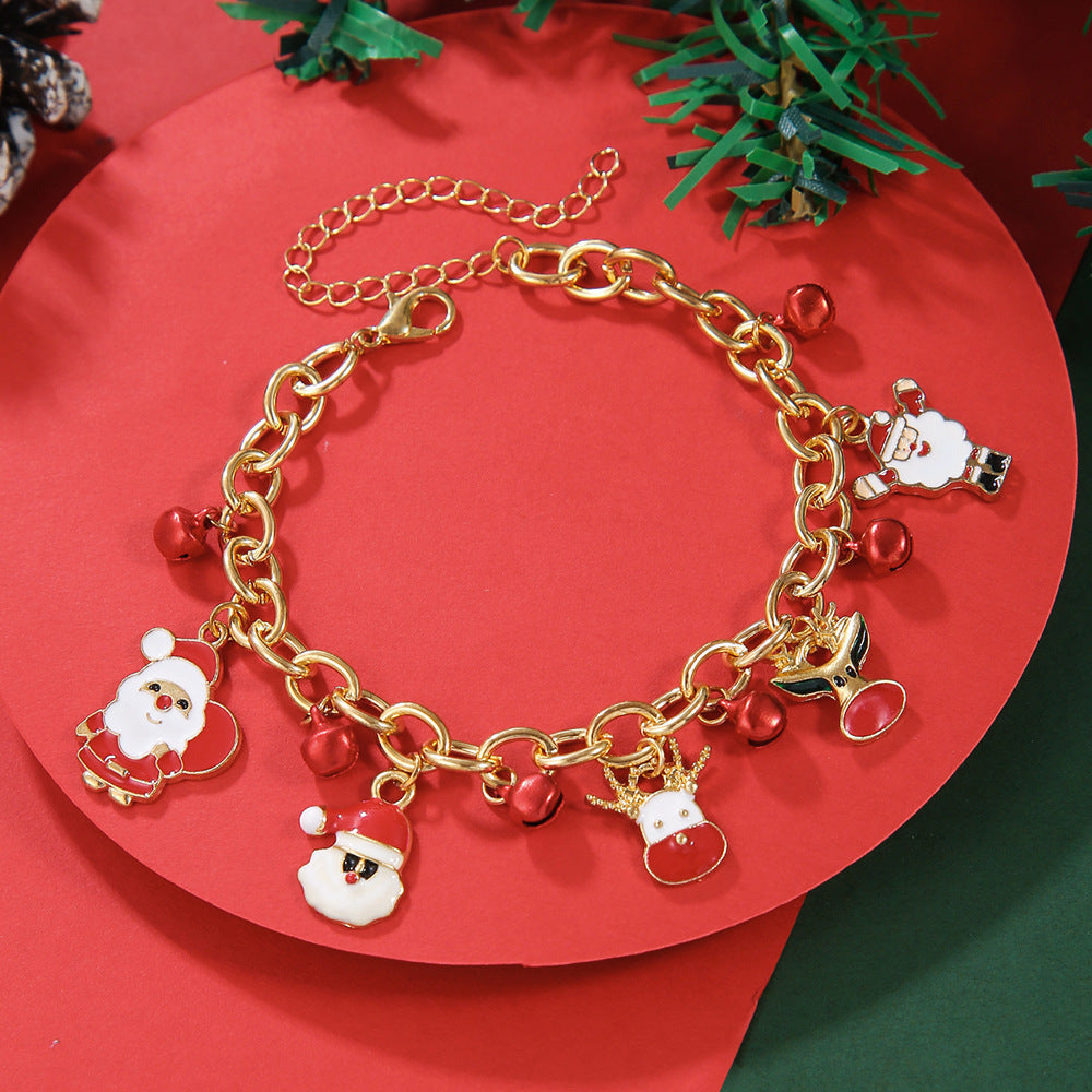 Creative Christmas Metal Chain Bracelet – Santa, Snowflake, & Pearl Bangles for Women & Men - ZA-ZOLA