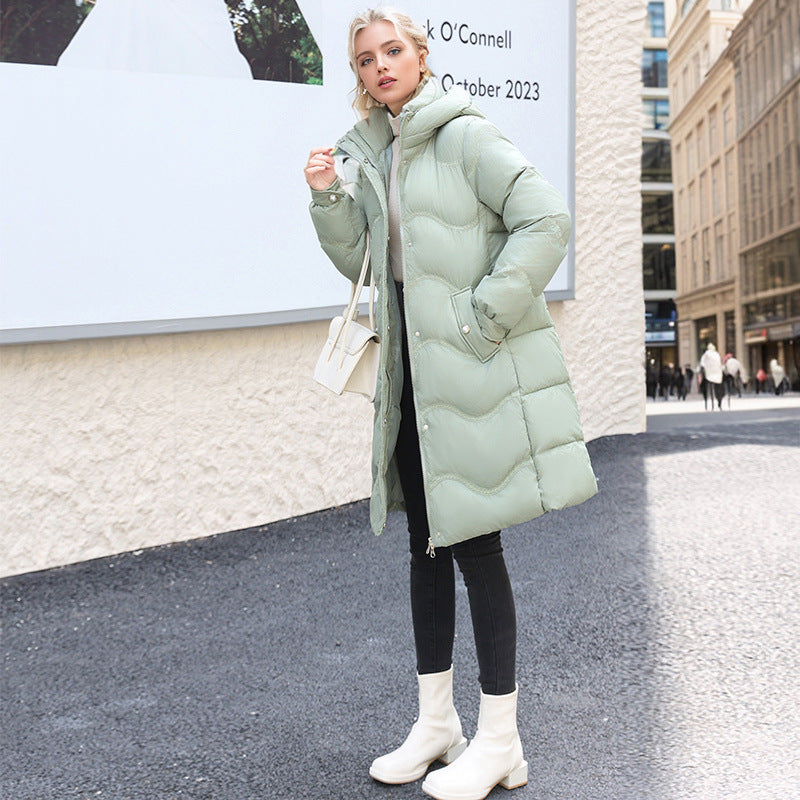 Mittellange Winterjacke aus Daunenbaumwolle für Damen – warme und stylische Oberbekleidung