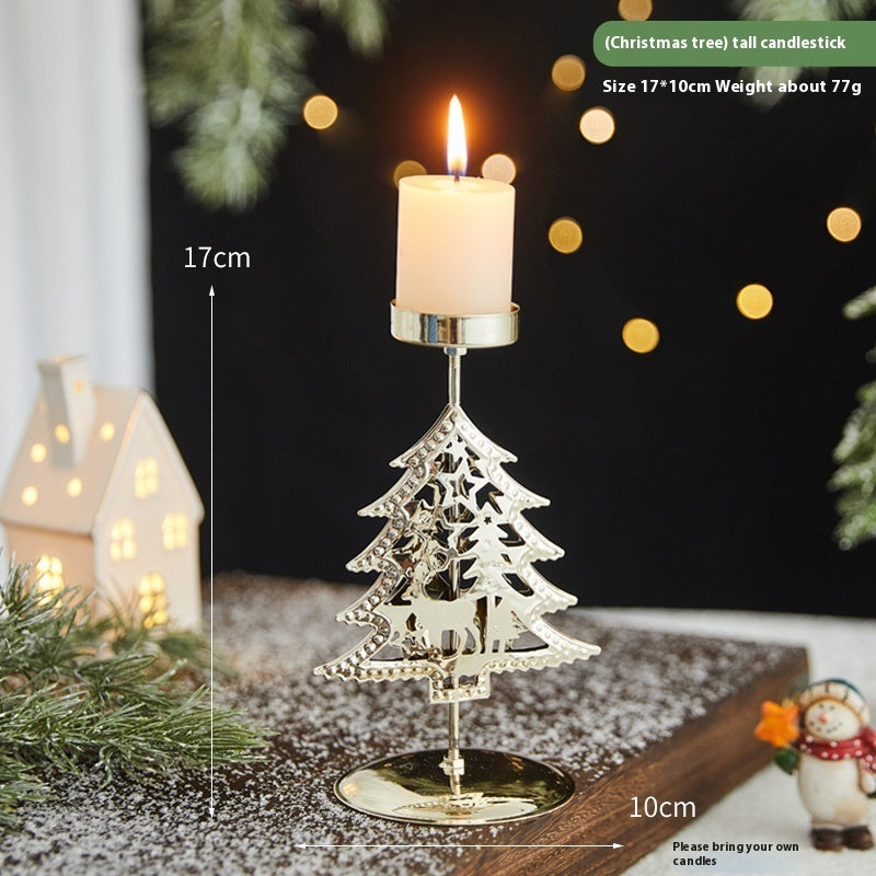 Romantic Wrought Iron Christmas Candlestick – Elegant Candle Tray Decoration - ZA-ZOLA