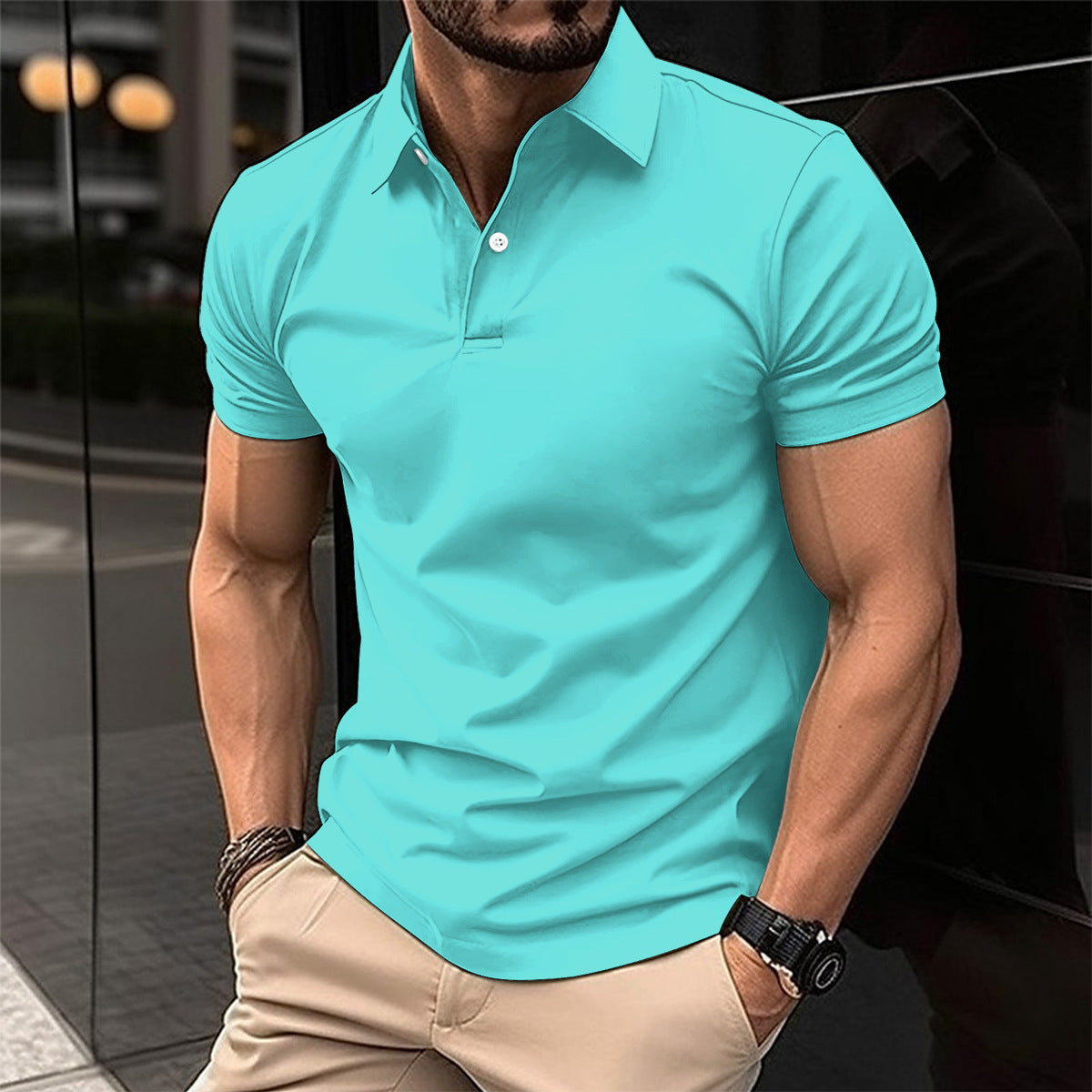 Men's Summer Short Sleeve Polo Shirt – Classic Solid Color, Lightweight & Breathable - ZA-ZOLA