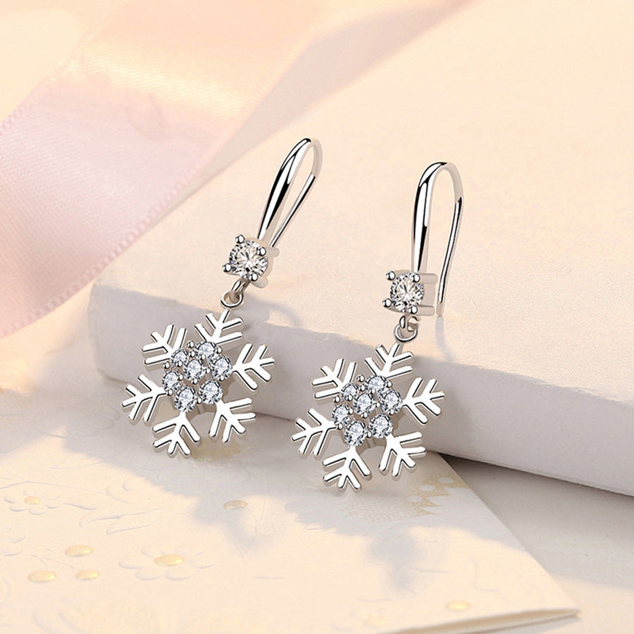 Elegant Snowflake Earrings with Rhinestones – Personalized Christmas Jewelry for Women - ZA-ZOLA