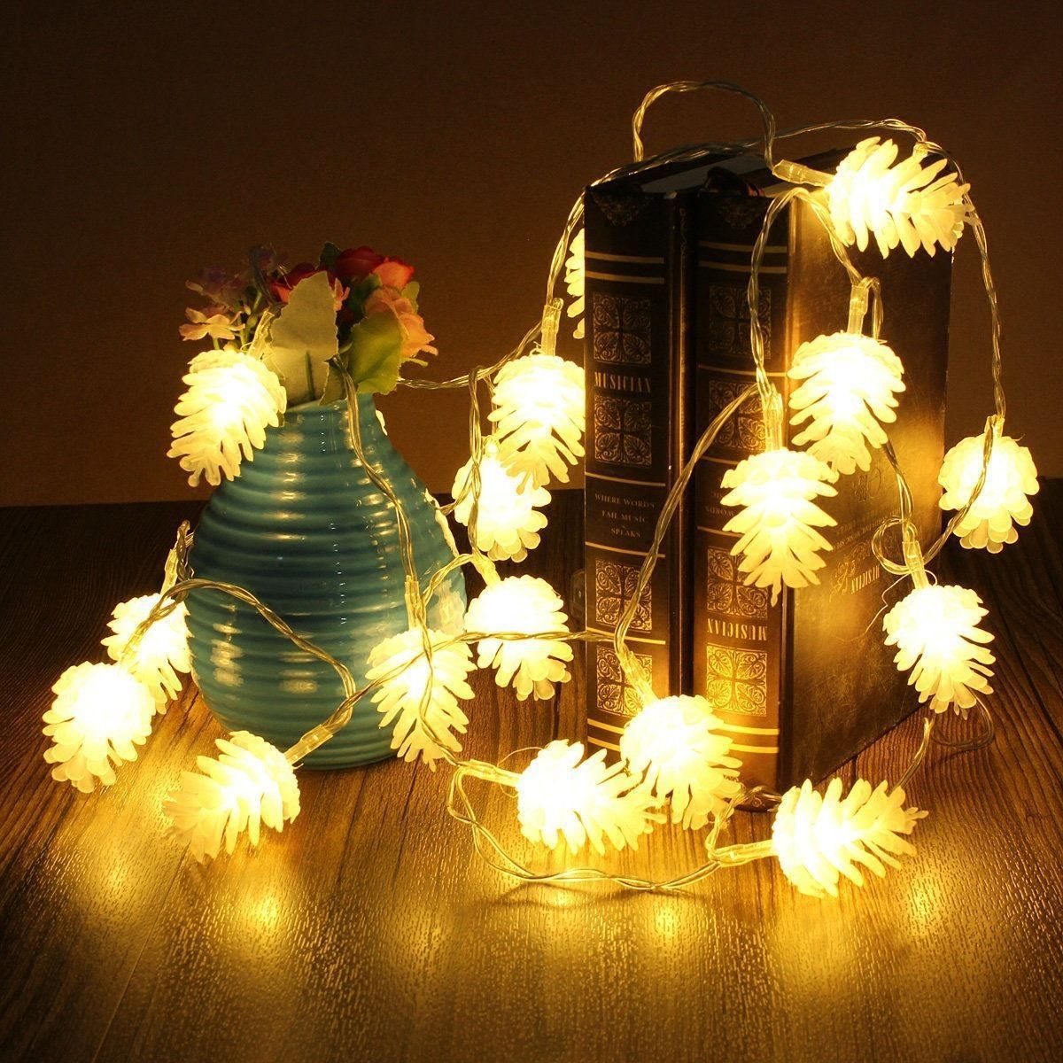 LED Pine Nut String Lights – Transparent, Realistic Design for Cozy Holiday Decor - ZA-ZOLA