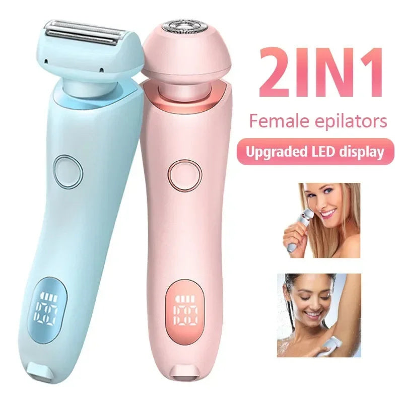 2 In 1 Hair Removal Epilator USB Rechargeable Trimmer Women Body Razor Face Leg Armpit Bikini Hand Pubic Shaver Hair Remover - ZA-ZOLA