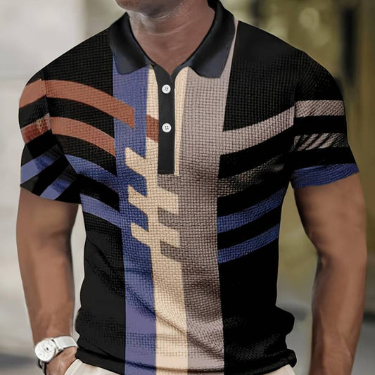 Men's Daily Casual Printing Lapel Short Sleeve Polo ShirtProduct information:
 
 Pattern: color matching
 
 Color: FDC368-6
 
 Details of clothing style: Slit
 
 Size: S,M,L,XL,XXL,XXXL,4XL,5XL,6XL
 
 Style: slim fit
 
 FaTopZA-ZOLAZA-ZOLADaily Casual Printing Lapel Short Sleeve Polo Shirt