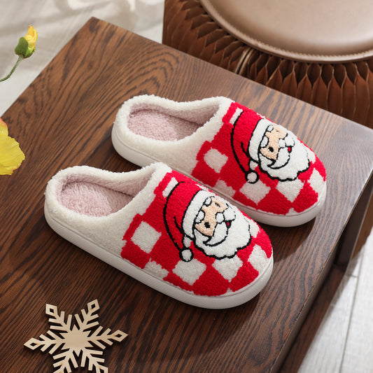 Christmas Plaid Santa Claus Slippers for Women – Non-slip Fuzzy Winter Indoor House Shoes – Cozy Bedroom Slippers - ZA-ZOLA