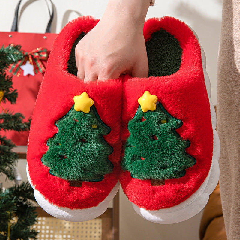 Christmas Tree Women's Home Slippers – Cozy Winter Non-Slip Indoor Shoes – Festive Plush Comfort - ZA-ZOLA