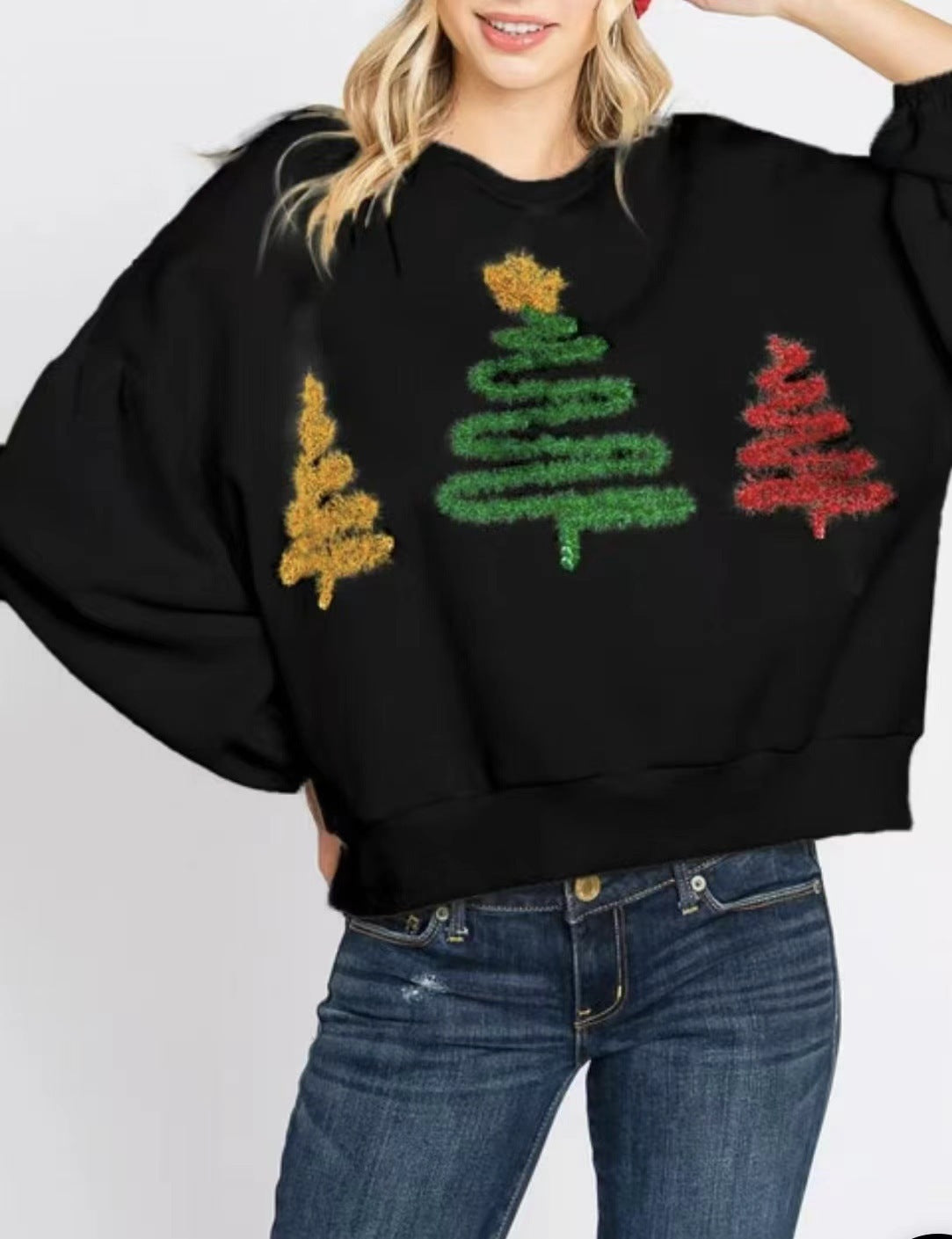 Women's Christmas Tree Casual Pullover – Long Sleeve Sweater for Festive Comfort - ZA-ZOLA