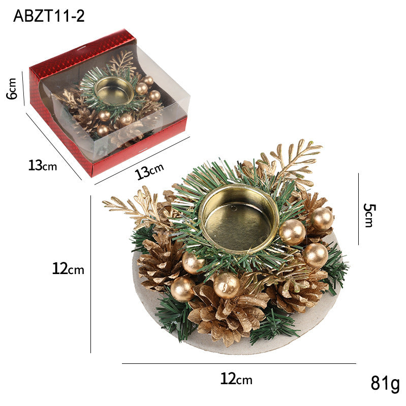 Festive Metal Candlestick Wreath | Elegant Pinecone Candle Holder - ZA-ZOLA