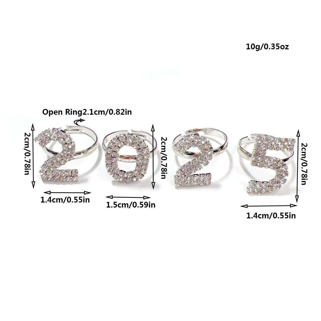 Full Diamond 2025 Ring Set – Stylish Digital Jewelry for a Trendy Look - ZA-ZOLA