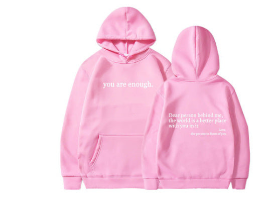 Kapuzenpullover mit „Dear Person Behind Me“-Buchstabenaufdruck – Plüsch-Sweatshirt mit Kordelzug und Kängurutasche für Damen und Herren