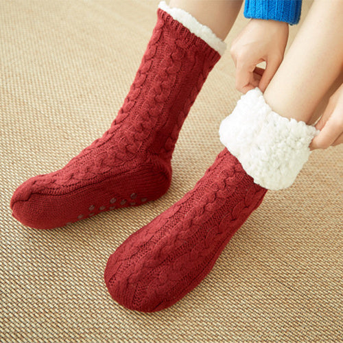 Winter Warm Knitted Plush Floor Socks – Non-Slip Indoor Carpet Socks for Men & Women - ZA-ZOLA