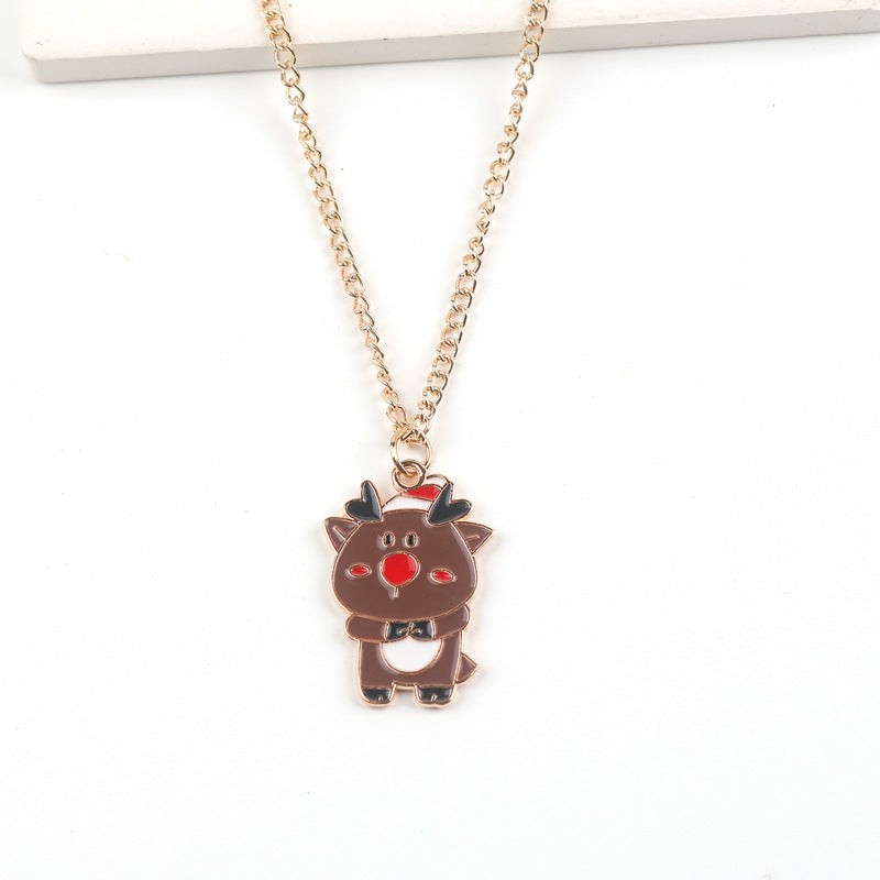 Cute Cartoon Santa Claus & Snowman Pendant Necklace - Perfect for Christmas and New Year Gifts! - ZA-ZOLA