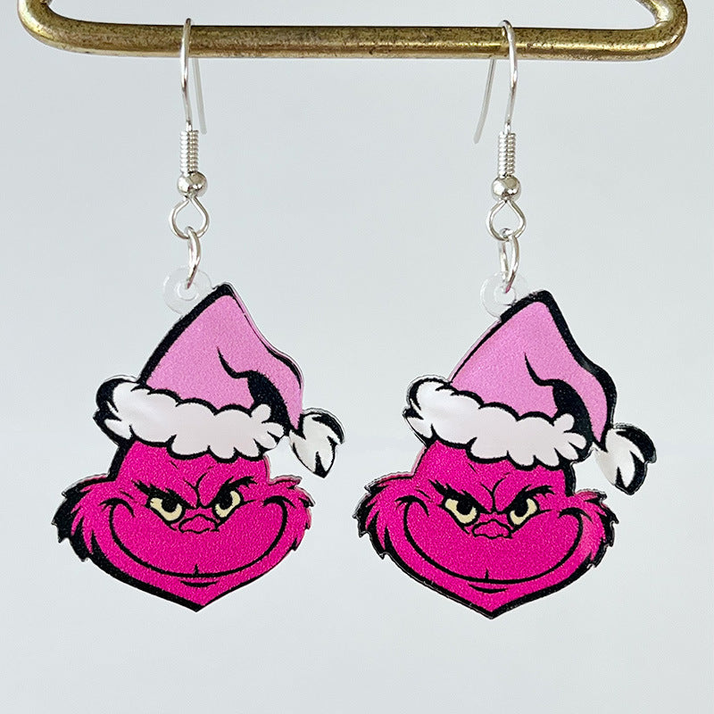 Cute Cartoon Christmas Acrylic Earrings – Santa Claus, Tree, Football & Lightning Designs - ZA-ZOLA