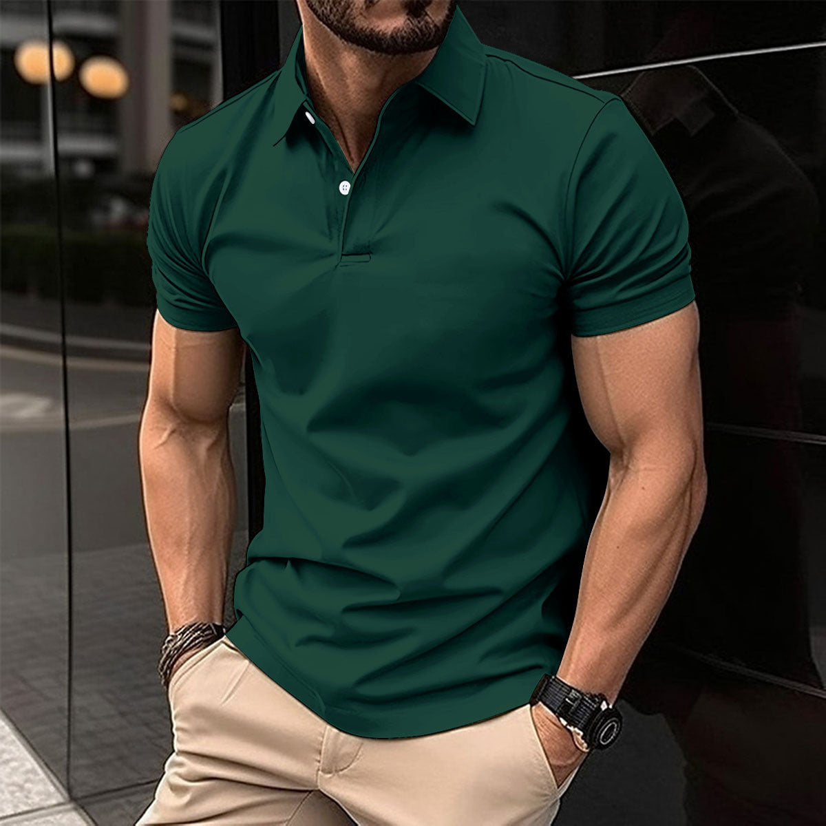 Men's Summer Short Sleeve Polo Shirt – Classic Solid Color, Lightweight & Breathable - ZA-ZOLA