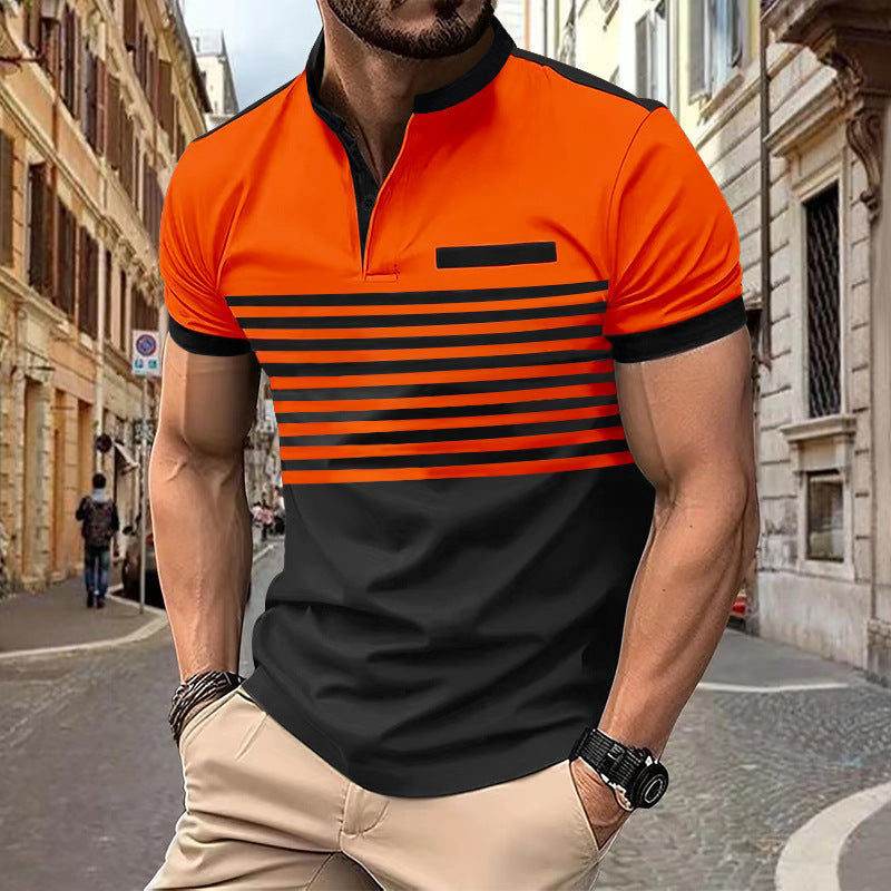 V-neck Buttons Top Men's Henley ShirtProduct information:
 
 Pattern: stripes
 
 Color: white, orange, gray, Army Green, Red
 
 Size: S,M,L,XL,XXL,XXXL
 
 Style: slim fit
 
 Main fabric composition: PolShirtZA-ZOLAZA-ZOLA-neck Buttons Top Men'