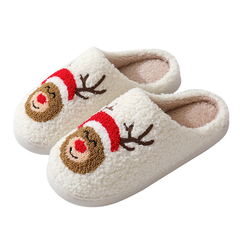 Christmas Cartoon Santa Claus Slippers for Couples – Cute Cotton Winter Home Slippers for Women & Men – Warm Furry Shoes - ZA-ZOLA