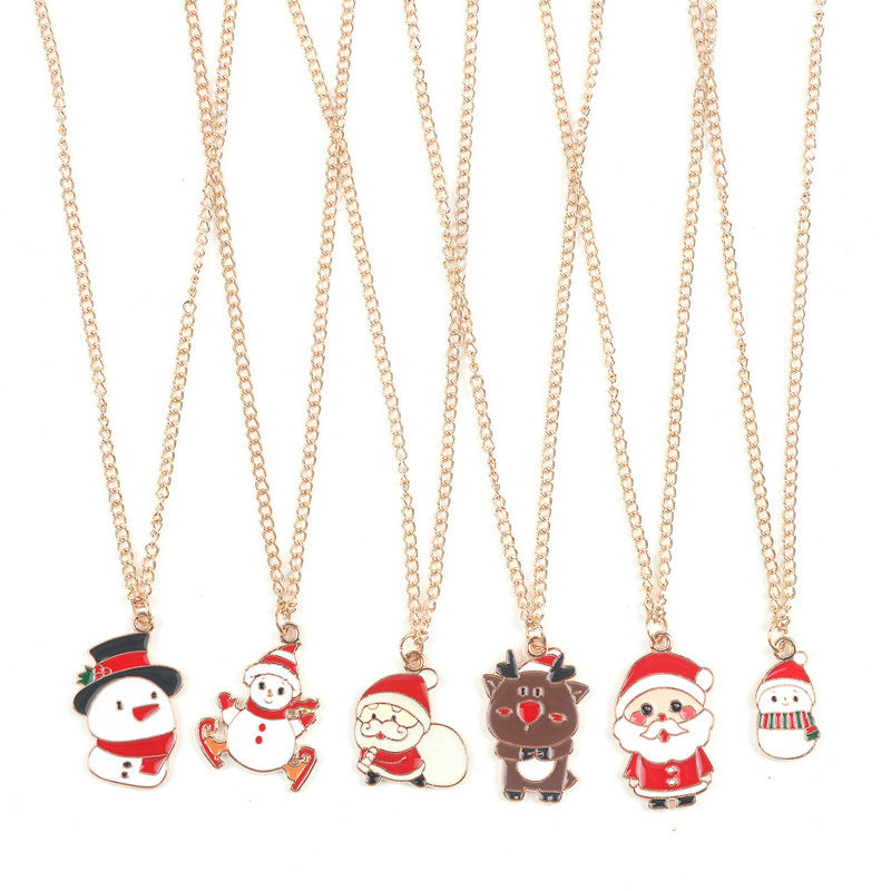 Cute Cartoon Santa Claus & Snowman Pendant Necklace - Perfect for Christmas and New Year Gifts! - ZA-ZOLA