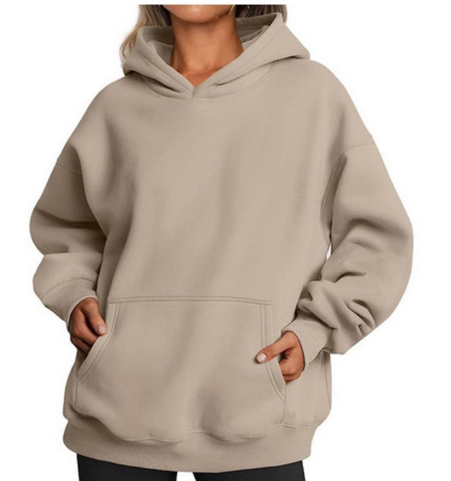 Women's Oversized Fleece Hoodie – Loose Sweatshirt with Pockets, Long Sleeve Pullover for Winter & Fall