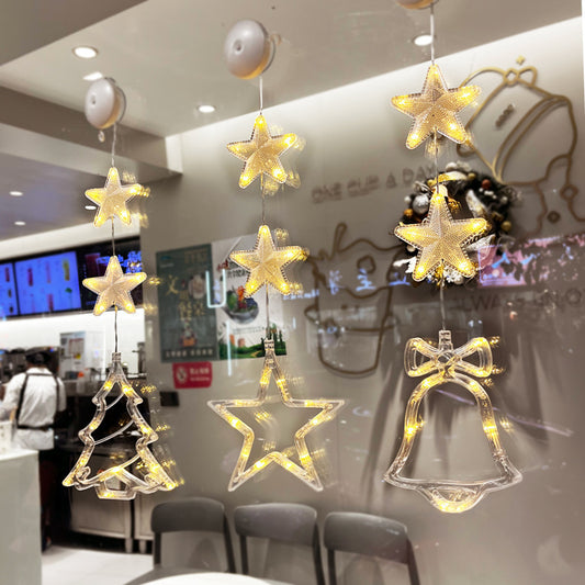 3pcs LED Star Ornaments – Xmas Tree Hanging Sucker Lamps for Festive Home Decor - ZA-ZOLA