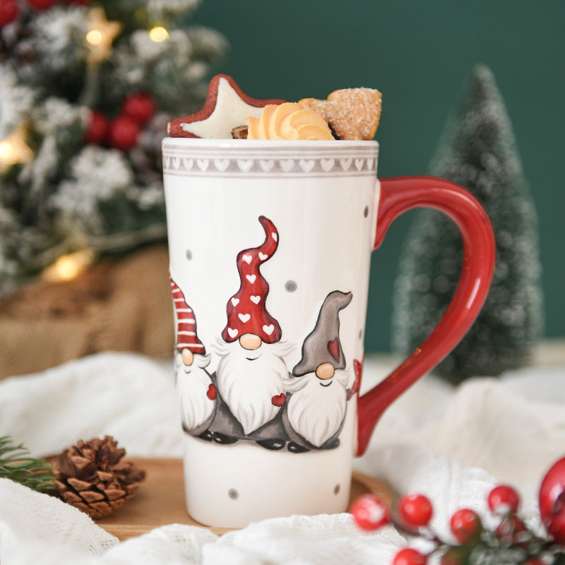 Large Capacity Ceramic Relief Cup | Festive Holiday Drink ware - ZA-ZOLA