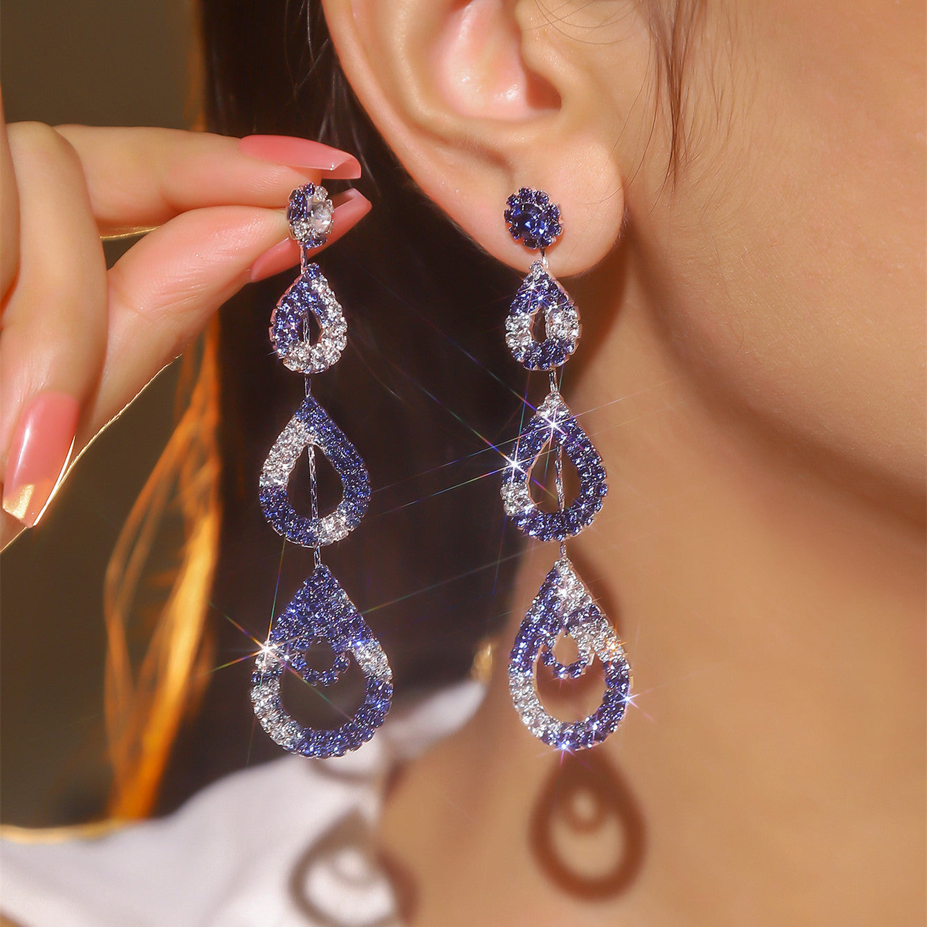 Fashion Rhinestone Long Earrings For Women - ZA-ZOLA