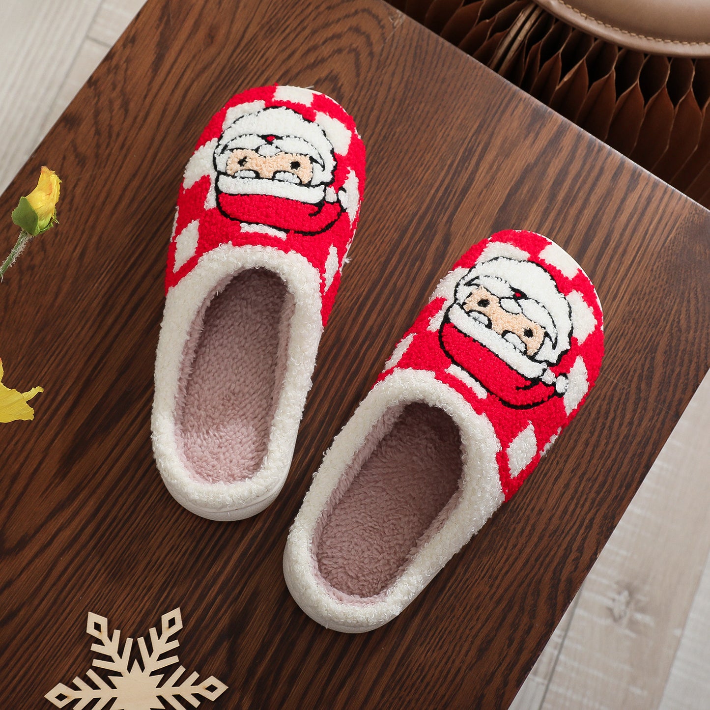 Christmas Plaid Santa Claus Slippers for Women – Non-slip Fuzzy Winter Indoor House Shoes – Cozy Bedroom Slippers - ZA-ZOLA