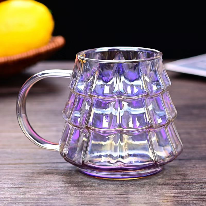 Christmas Glass Coffee Mug – Transparent Ice Design with Handle for Festive Drinks - ZA-ZOLA