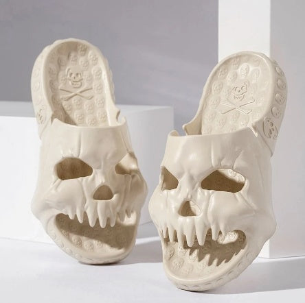 Personalized Skull Design Halloween Slippers Bathroom Indoor Outdoor Funny Slides Beach Shoes - ZA-ZOLA