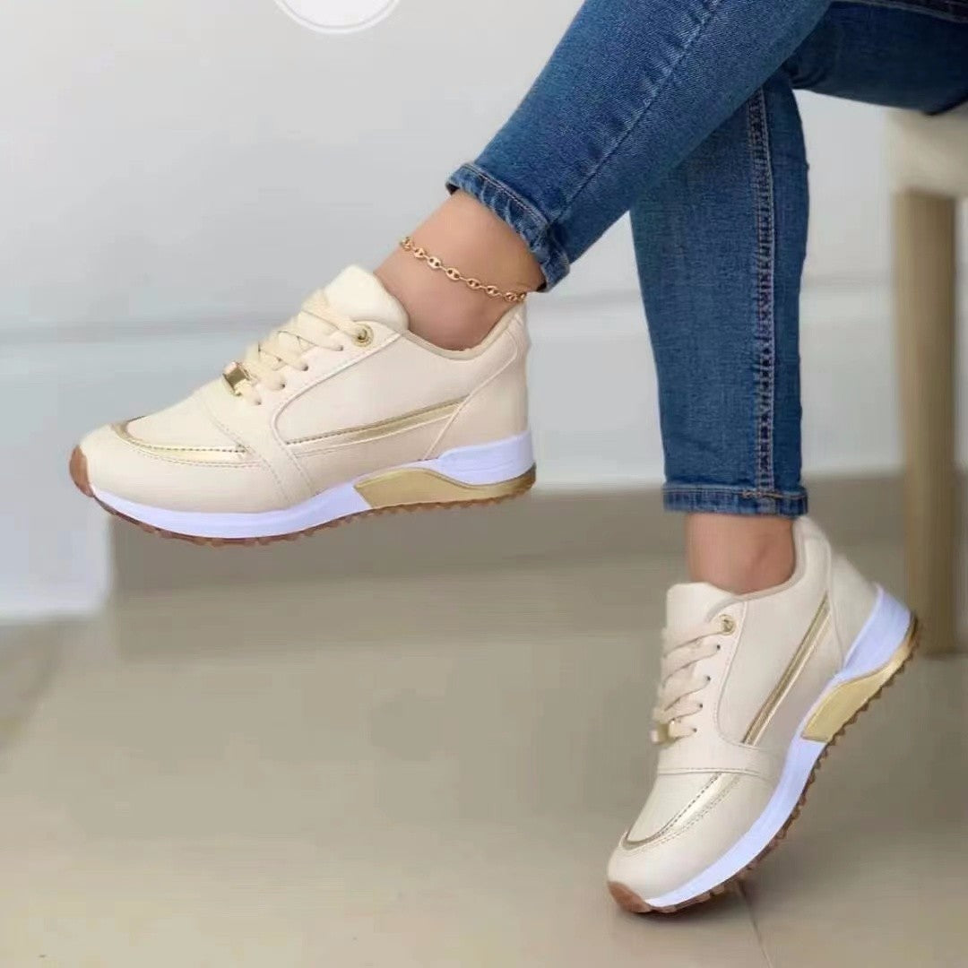 Casual Lace-up Flat Shoes Women Shallow Round Toe Sports Walking Sneakers - ZA-ZOLA