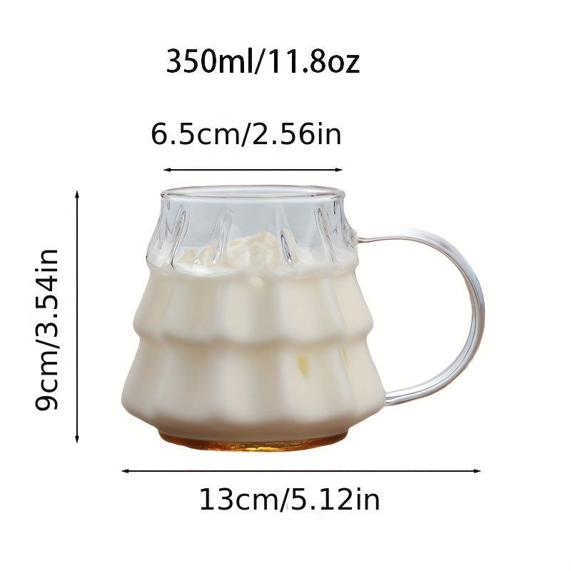 Christmas Glass Coffee Mug – Transparent Ice Design with Handle for Festive Drinks - ZA-ZOLA