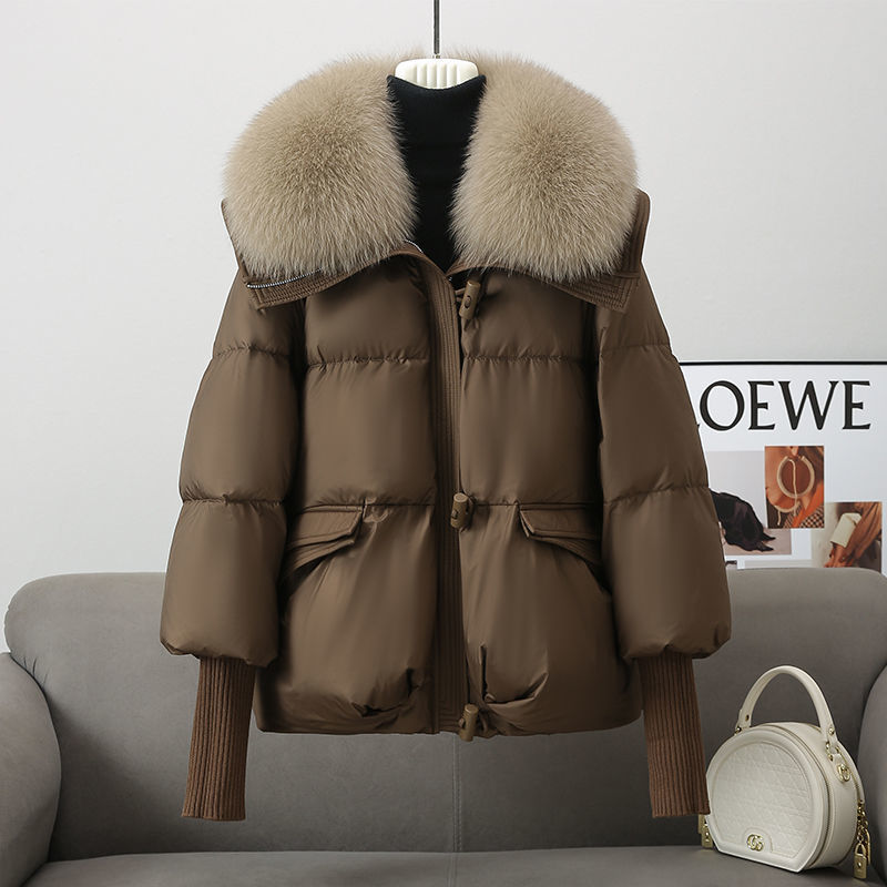 Down Cotton-Padded Jacket for Women – Short Fur Collar Thickened Winter Coat