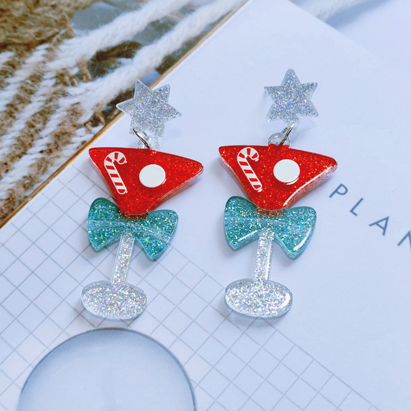 Sweet Rhinestone Christmas Tree Earrings – New Fashion Acrylic Christmas Jewelry for Women - ZA-ZOLA