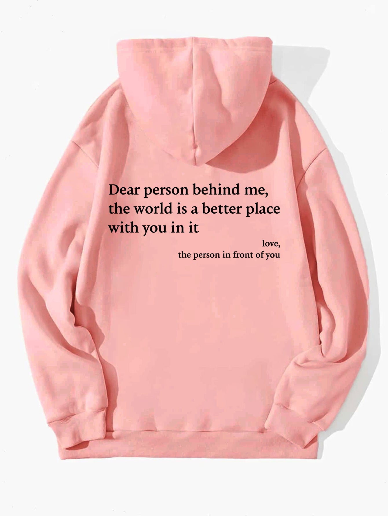 Kapuzenpullover mit „Dear Person Behind Me“-Buchstabenaufdruck – Plüsch-Sweatshirt mit Kordelzug und Kängurutasche für Damen und Herren