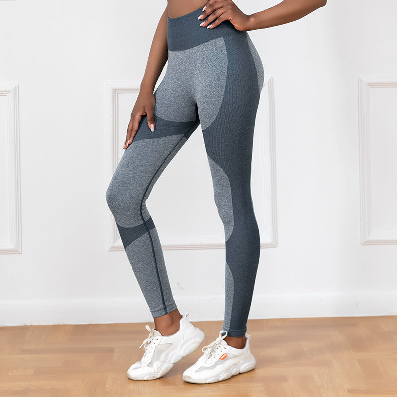 Yogahose mit Streifenmuster – Nahtlose Po-Lift-Leggings mit hoher Taille zum Laufen und Fitness