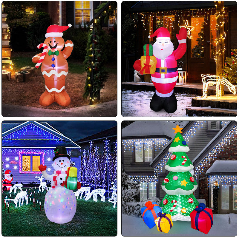 Glowing Christmas LED Santa & Snowman Inflatable – Outdoor Yard Decor - ZA-ZOLA