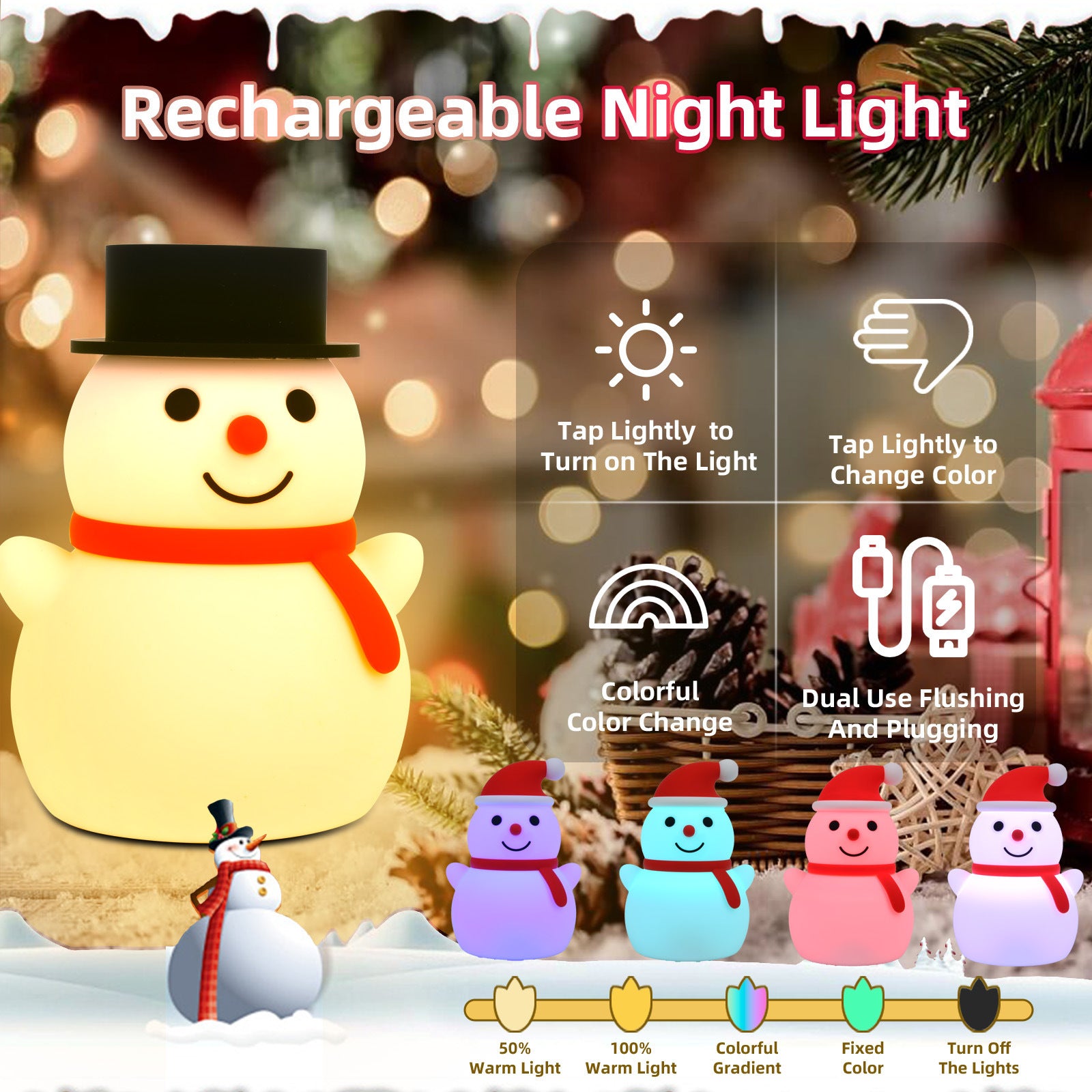 Christmas Ice Man Silicone Pat Lamp – Remote Control Ambience Light for Holiday Decor - ZA-ZOLA