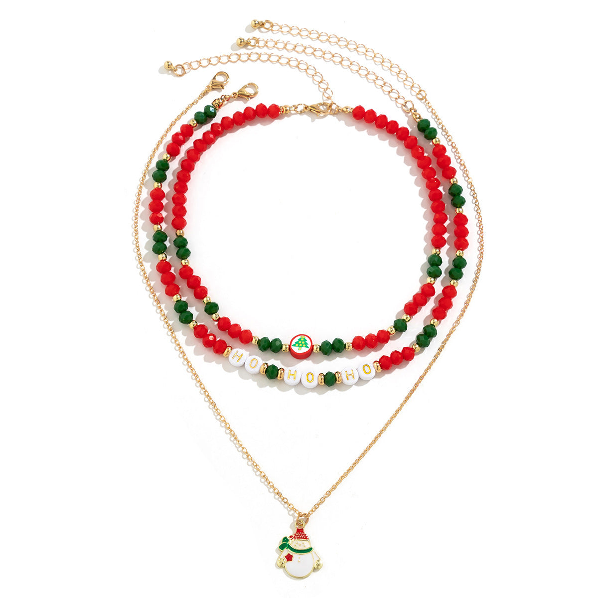 Charming Beaded Women's Necklace - Christmas Snowman Gift with Imitation Crystal Ornament - ZA-ZOLA