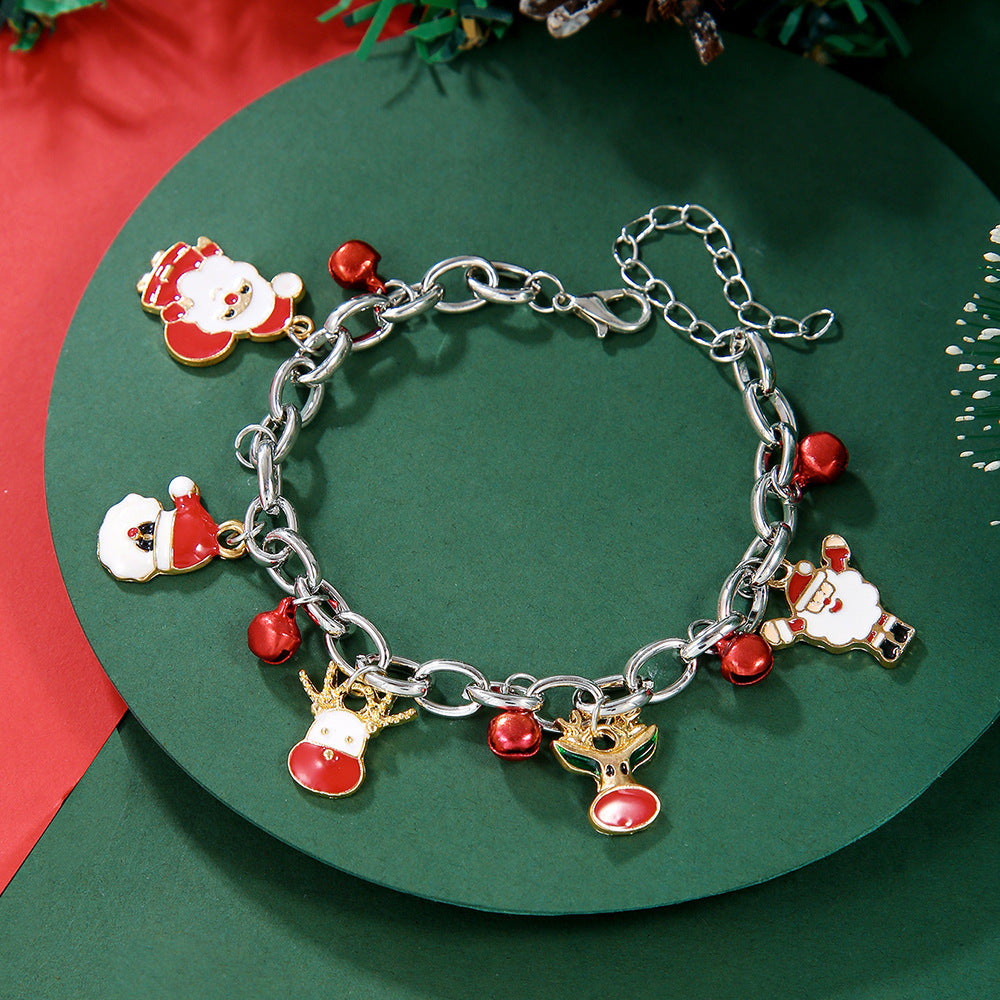 Creative Christmas Metal Chain Bracelet – Santa, Snowflake, & Pearl Bangles for Women & Men - ZA-ZOLA