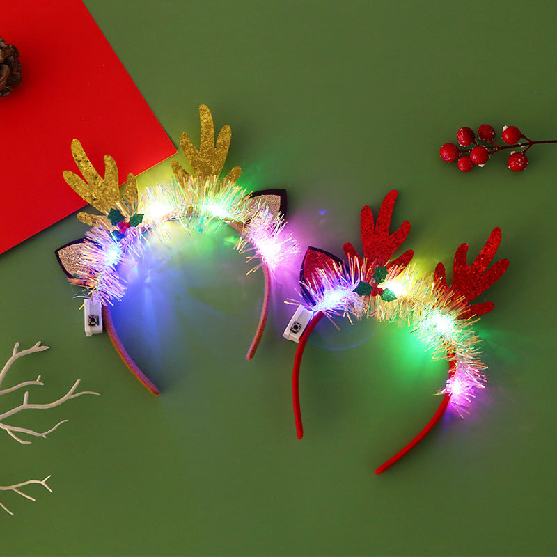 Glowing Christmas Hair Band – Light-Up Xmas Tree, Snowflake, Deer Horn Headband for Festive Fun - ZA-ZOLA